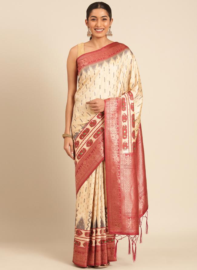 Silk Pink Casual Wear Printed Saree